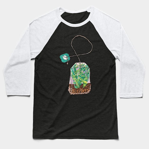 Tea Bag Terrarium Baseball T-Shirt by RaLiz